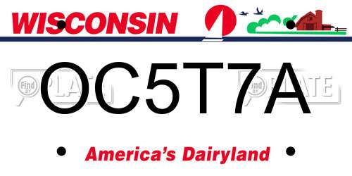 OC5T7A Wisconsin License Plate