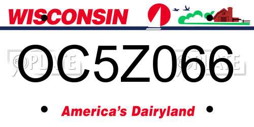 OC5Z066 Wisconsin License Plate