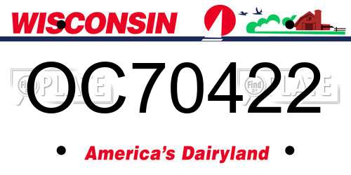 OC70422 Wisconsin License Plate