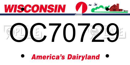 OC70729 Wisconsin License Plate