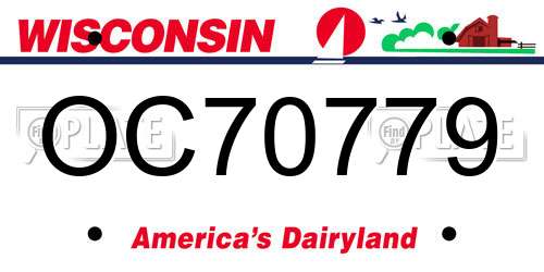 OC70779 Wisconsin License Plate