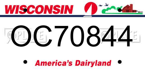 OC70844 Wisconsin License Plate
