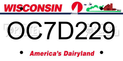 OC7D229 Wisconsin License Plate