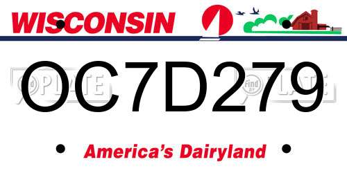 OC7D279 Wisconsin License Plate