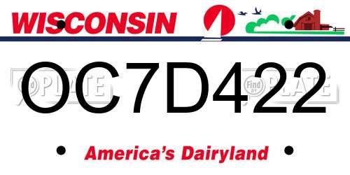 OC7D422 Wisconsin License Plate