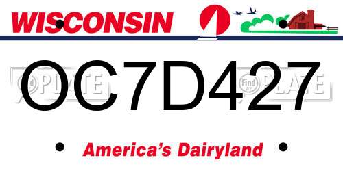 OC7D427 Wisconsin License Plate