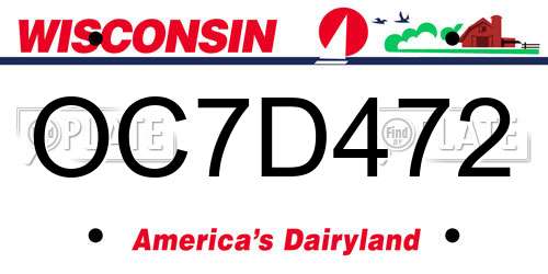 OC7D472 Wisconsin License Plate