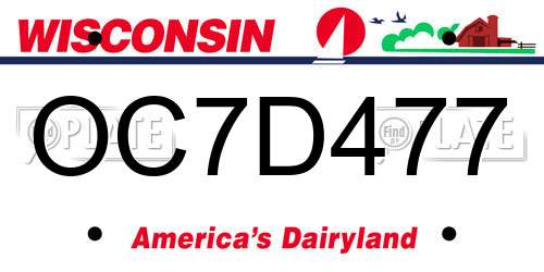OC7D477 Wisconsin License Plate