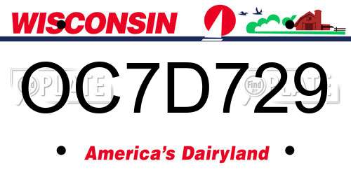 OC7D729 Wisconsin License Plate