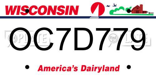 OC7D779 Wisconsin License Plate
