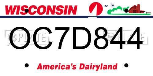 OC7D844 Wisconsin License Plate