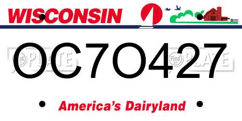 OC7O427 Wisconsin License Plate
