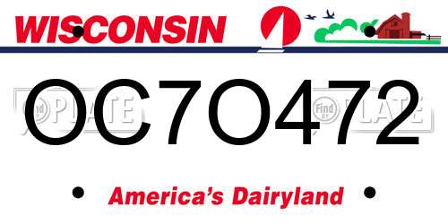 OC7O472 Wisconsin License Plate