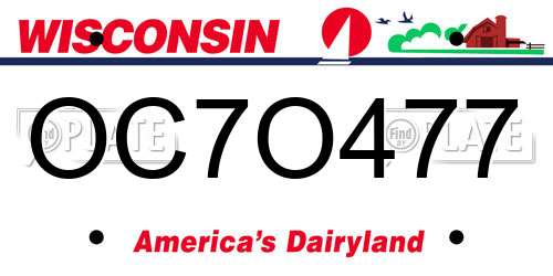 OC7O477 Wisconsin License Plate