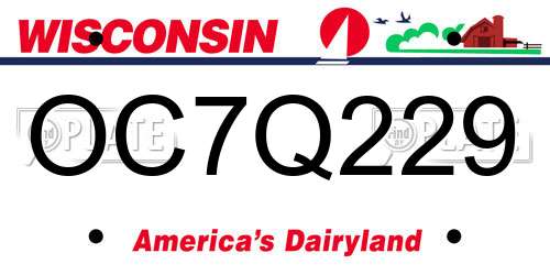 OC7Q229 Wisconsin License Plate