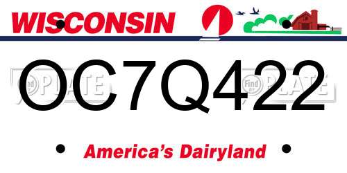 OC7Q422 Wisconsin License Plate