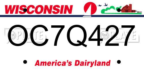 OC7Q427 Wisconsin License Plate