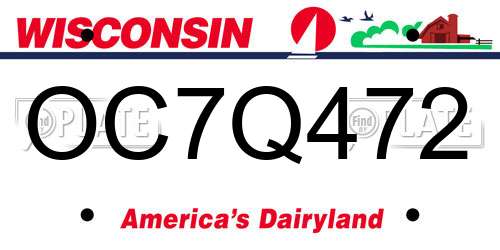 OC7Q472 Wisconsin License Plate