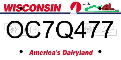 OC7Q477 Wisconsin License Plate