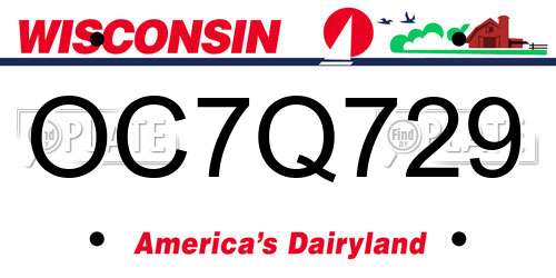 OC7Q729 Wisconsin License Plate