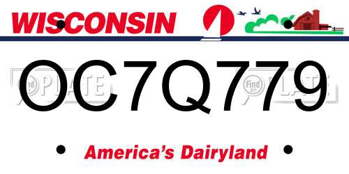 OC7Q779 Wisconsin License Plate