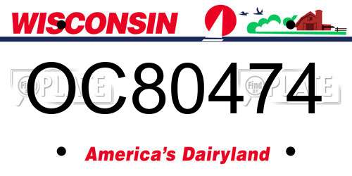 OC80474 Wisconsin License Plate