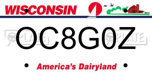 OC8G0Z Wisconsin License Plate