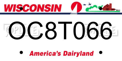 OC8T066 Wisconsin License Plate