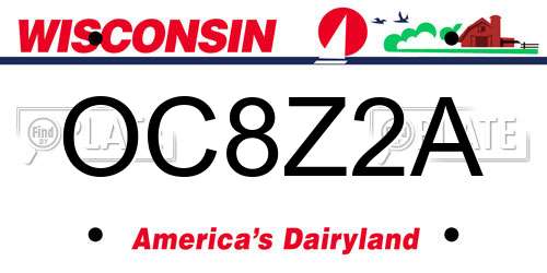 OC8Z2A Wisconsin License Plate