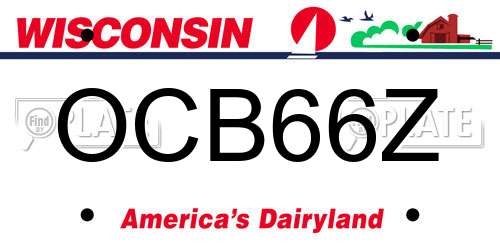 OCB66Z Wisconsin License Plate