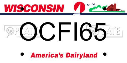 OCFI65 Wisconsin License Plate