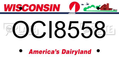 OCI8558 Wisconsin License Plate