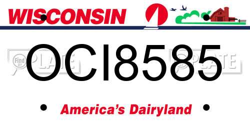 OCI8585 Wisconsin License Plate