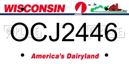 OCJ2446 Wisconsin License Plate