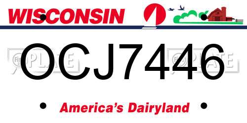 OCJ7446 Wisconsin License Plate