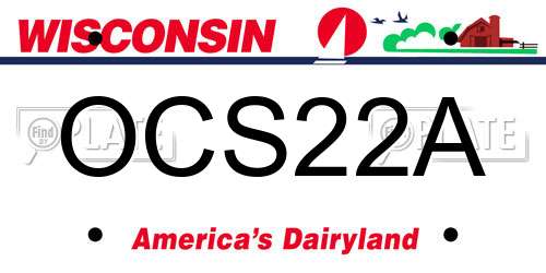 OCS22A Wisconsin License Plate