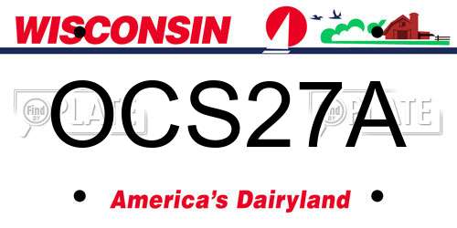 OCS27A Wisconsin License Plate
