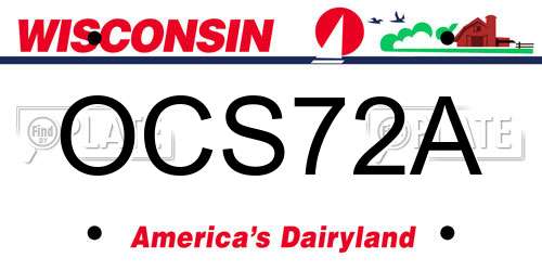 OCS72A Wisconsin License Plate