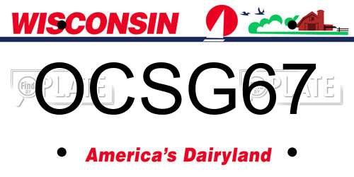 OCSG67 Wisconsin License Plate