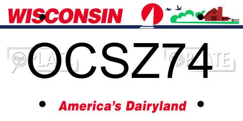 OCSZ74 Wisconsin License Plate