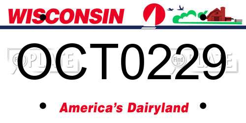 OCT0229 Wisconsin License Plate