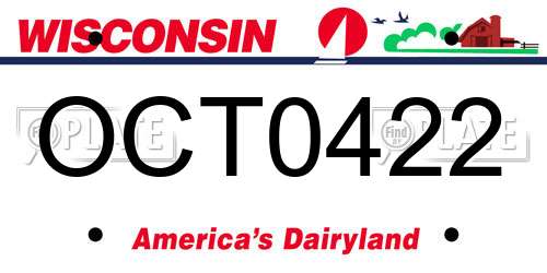 OCT0422 Wisconsin License Plate