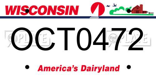 OCT0472 Wisconsin License Plate