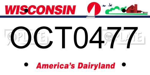 OCT0477 Wisconsin License Plate