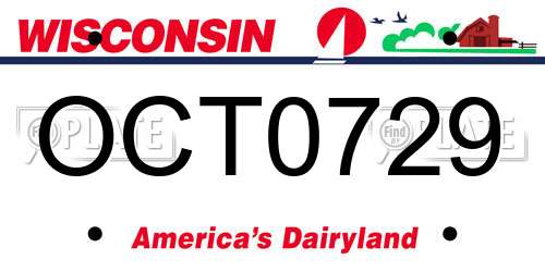 OCT0729 Wisconsin License Plate