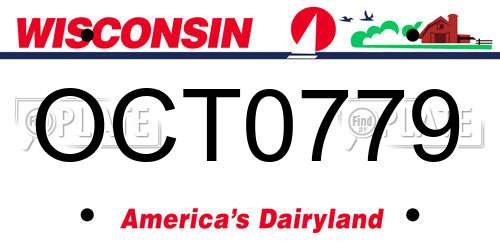 OCT0779 Wisconsin License Plate