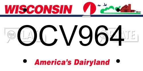 OCV964 Wisconsin License Plate