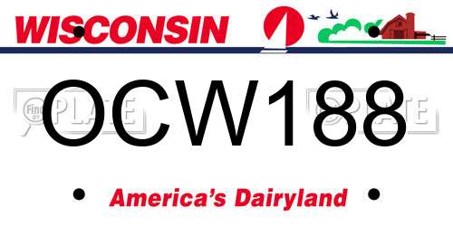 OCW188 Wisconsin License Plate