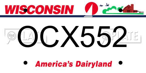 OCX552 Wisconsin License Plate