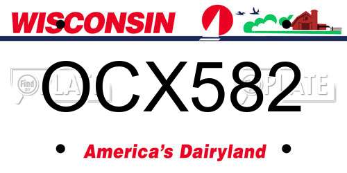 OCX582 Wisconsin License Plate